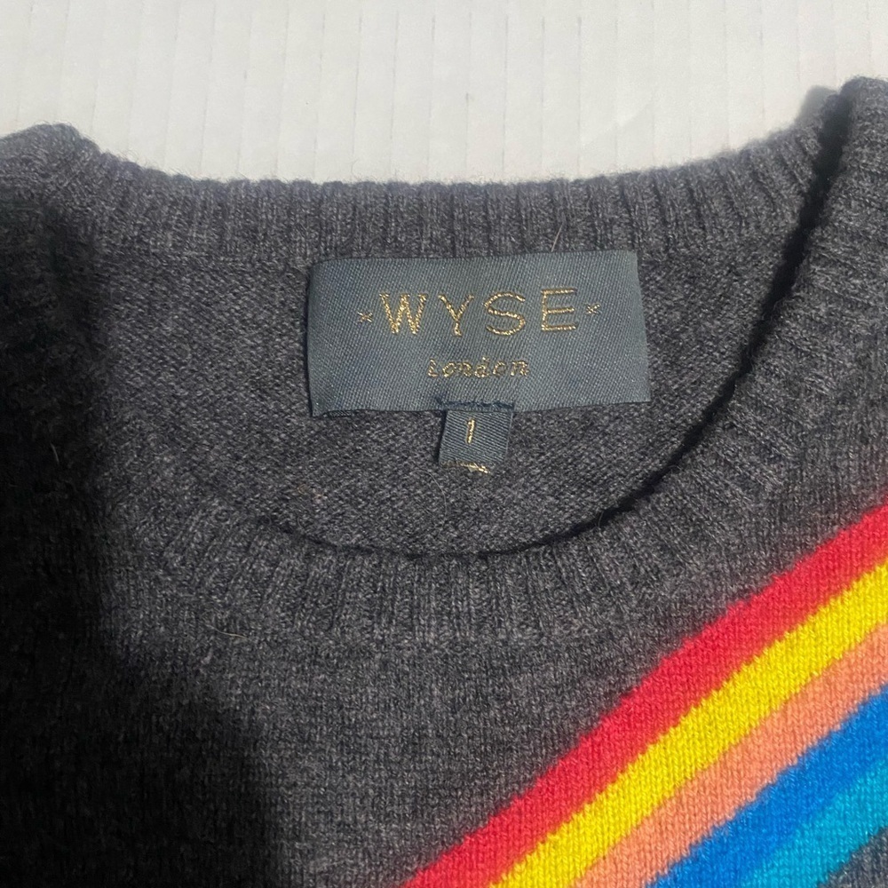 Gray Crewneck Sweater with Red Lightning Bolt - Picture 14 of 15